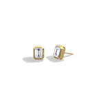 Octagon Bezel Set 2CTW Emerald Cut Solitaire Diamond Stud Earrings - Earrings