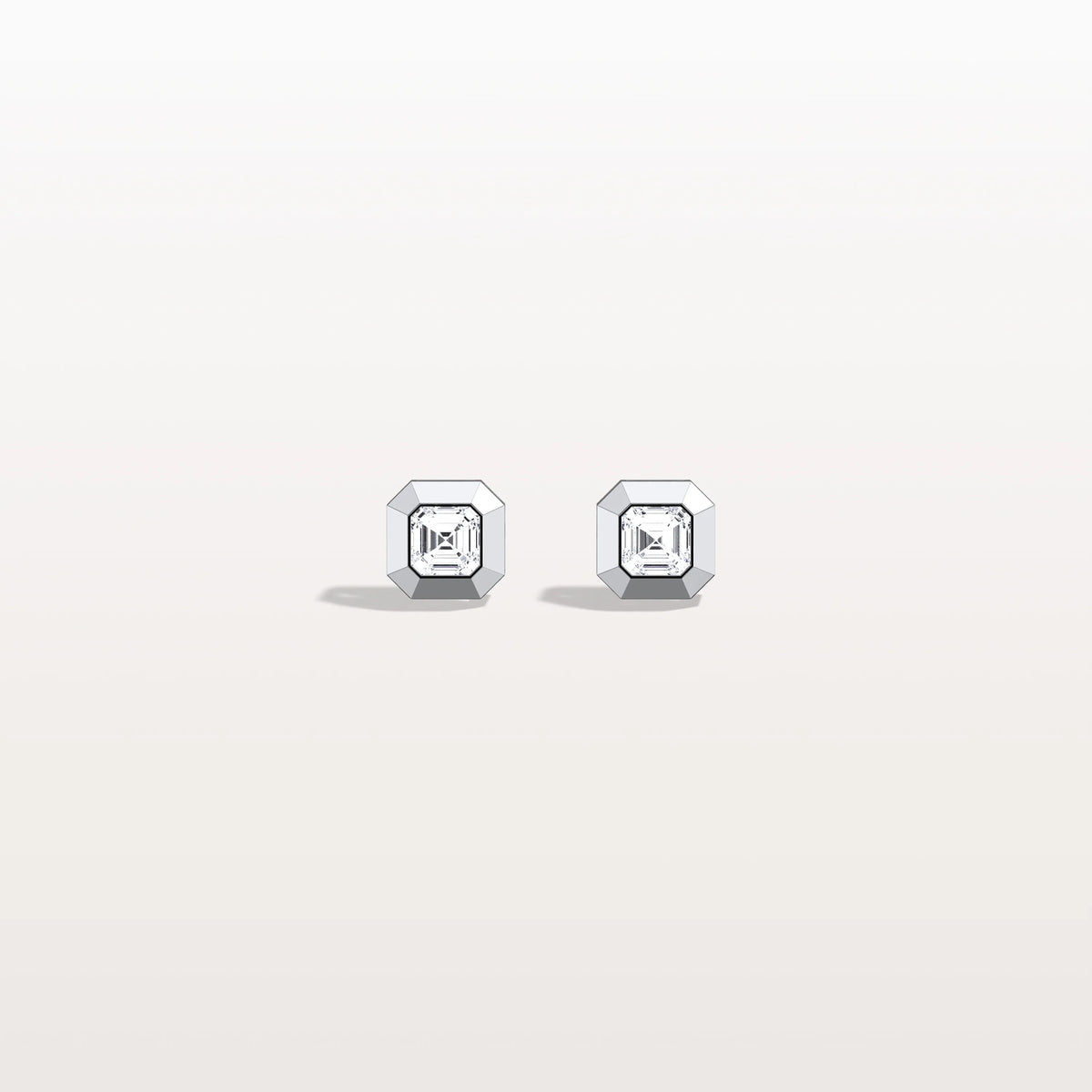 Ethical Lab Grown Asscher Cut Ear Studs In 14K Solid Gold/Platinum - Earrings
