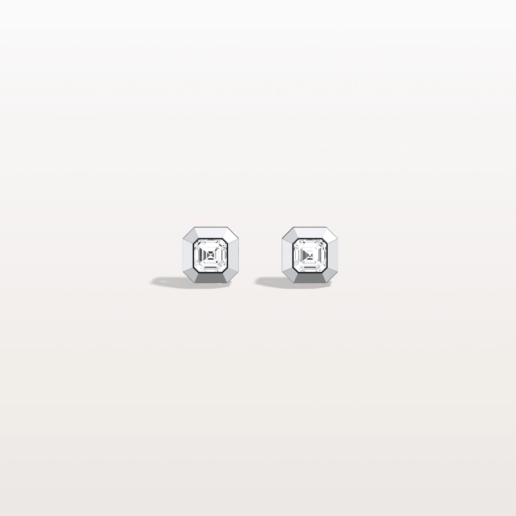 Ethical Lab Grown Asscher Cut Ear Studs In 14K Solid Gold/Platinum - Earrings