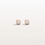 Ethical Lab Grown Asscher Cut Ear Studs In 14K Solid Gold/Platinum - Earrings