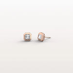 Ethical Lab Grown Asscher Cut Ear Studs In 14K Solid Gold/Platinum - Earrings