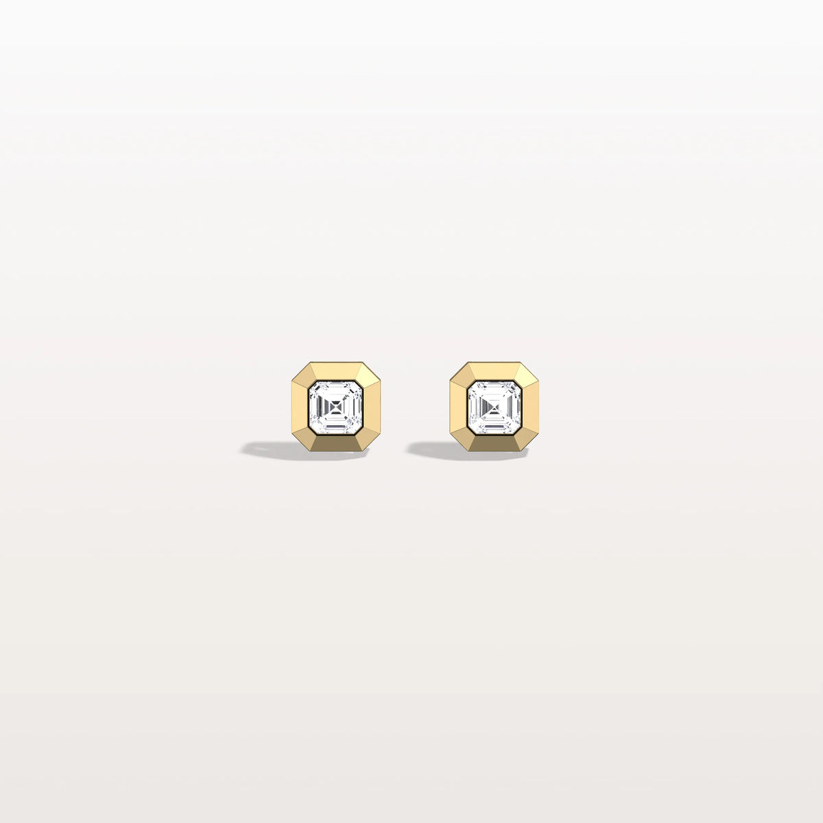 Ethical Lab Grown Asscher Cut Ear Studs In 14K Solid Gold/Platinum - Earrings