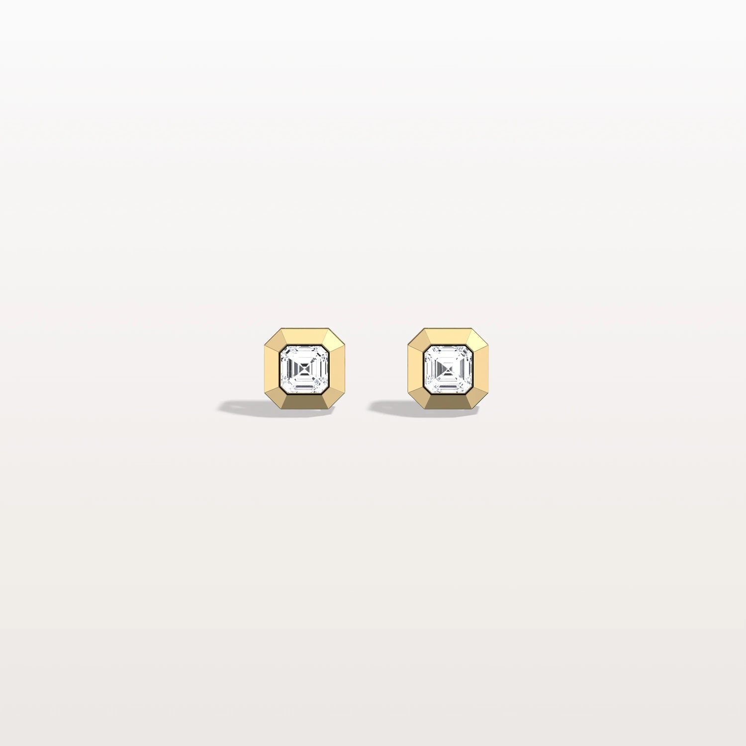 Ethical Lab Grown Asscher Cut Ear Studs In 14K Solid Gold/Platinum - Earrings