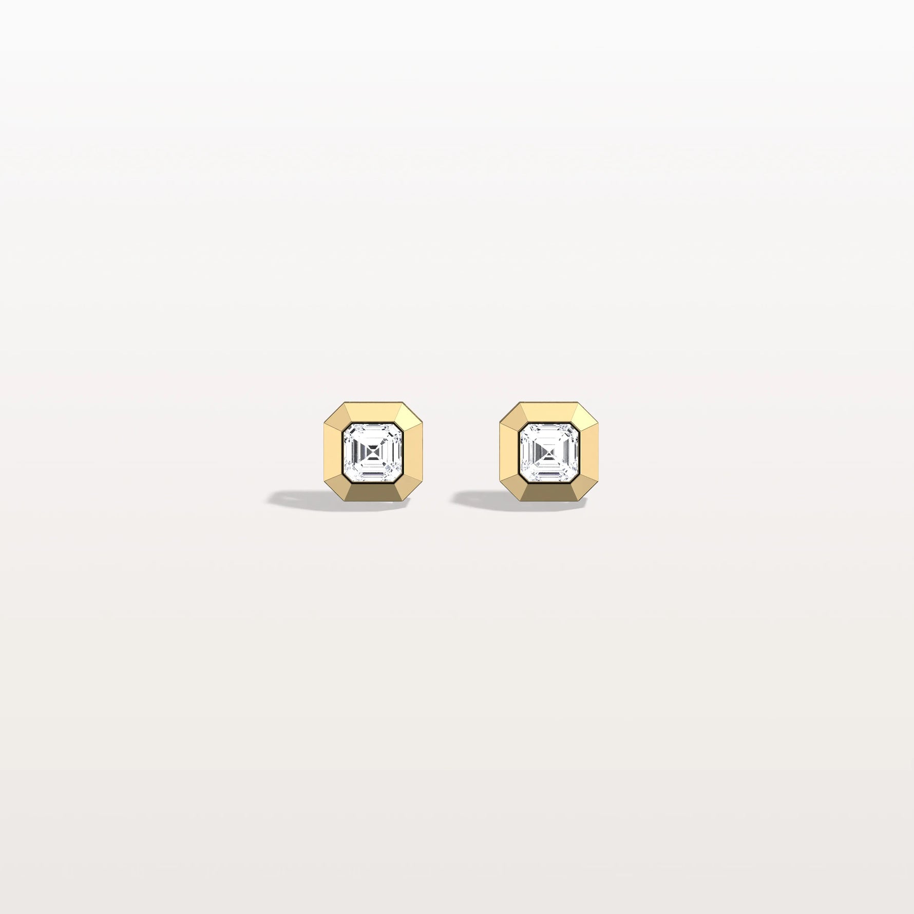 Ethical Lab Grown Asscher Cut Ear Studs In 14K Solid Gold/Platinum - Earrings