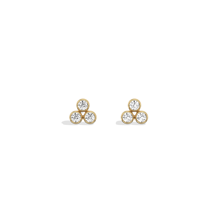 Lab - Grown Diamond Trio Stud Earrings in 14K Solid Gold - 