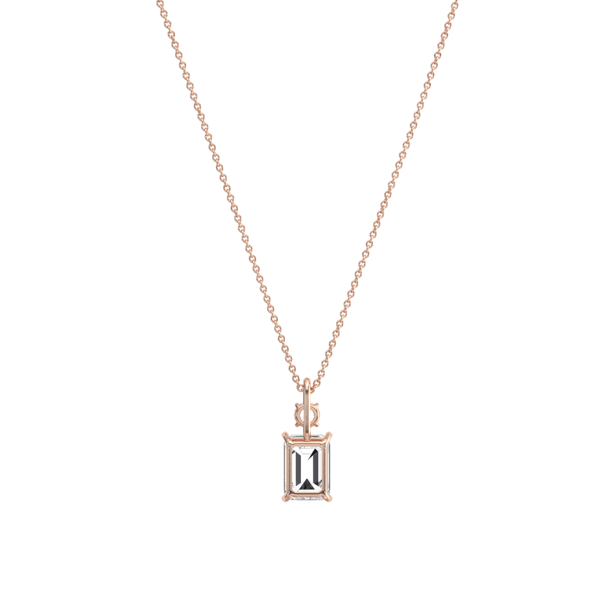 1CT Emerald Cut Lab Diamond Pendant Necklace In 14K Solid Gold/Platinum - Necklaces