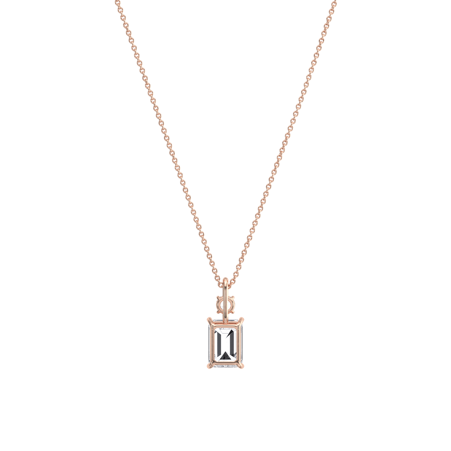 1CT Emerald Cut Lab Diamond Pendant Necklace In 14K Solid Gold/Platinum - Necklaces