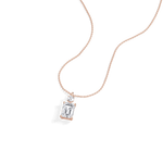 1CT Emerald Cut Lab Diamond Pendant Necklace In 14K Solid Gold/Platinum - Necklaces