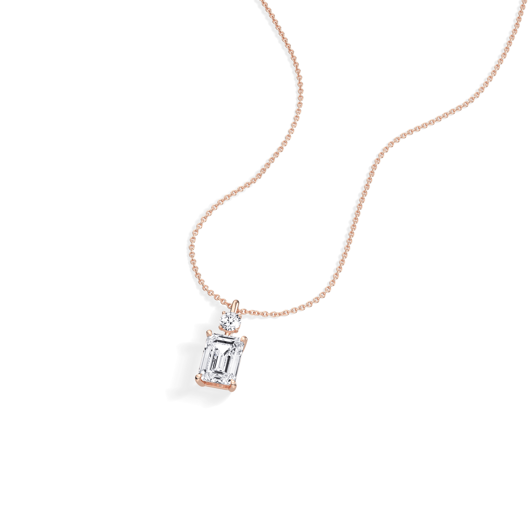 1CT Emerald Cut Lab Diamond Pendant Necklace In 14K Solid Gold/Platinum - Necklaces