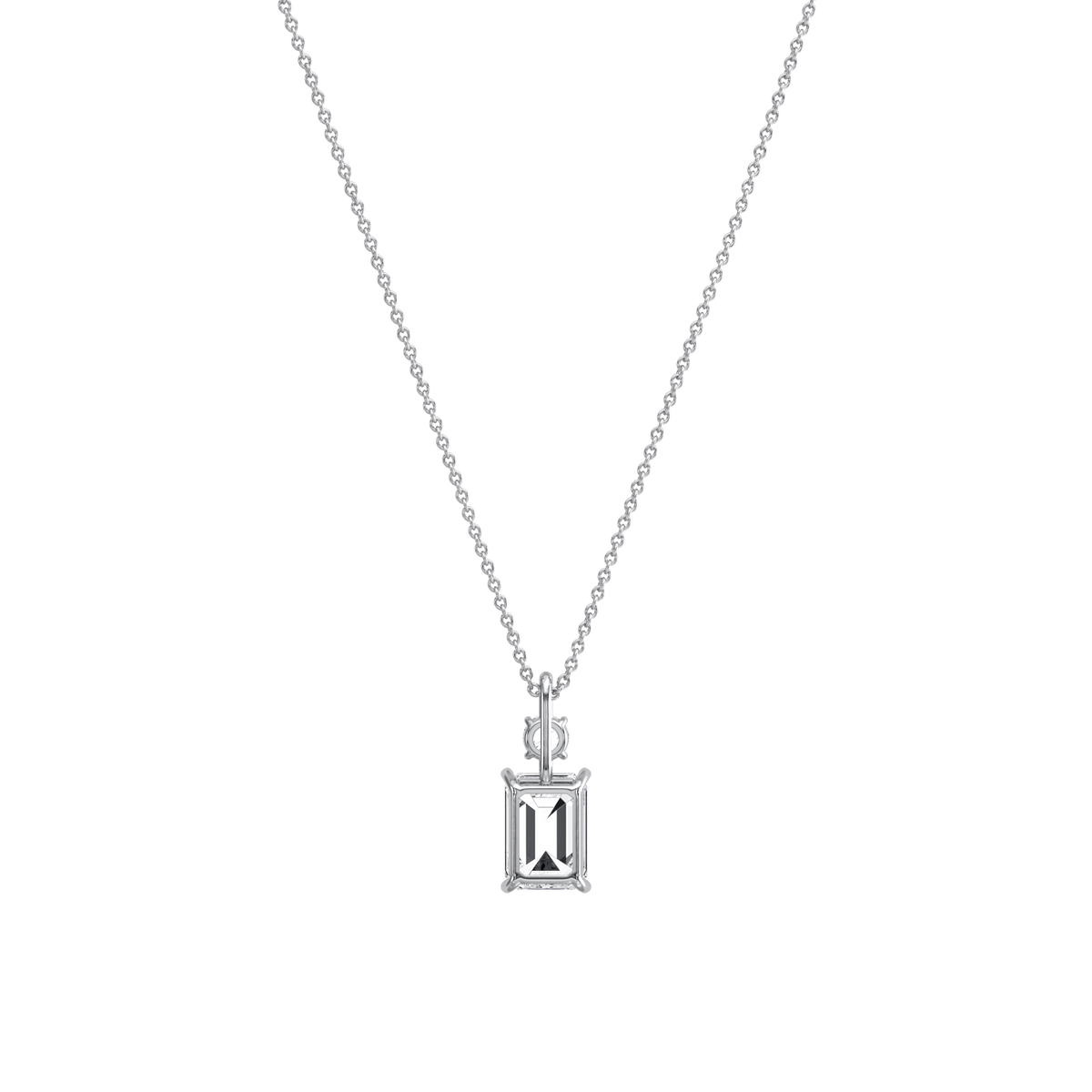 1CT Emerald Cut Lab Diamond Pendant Necklace In 14K Solid Gold/Platinum - Necklaces
