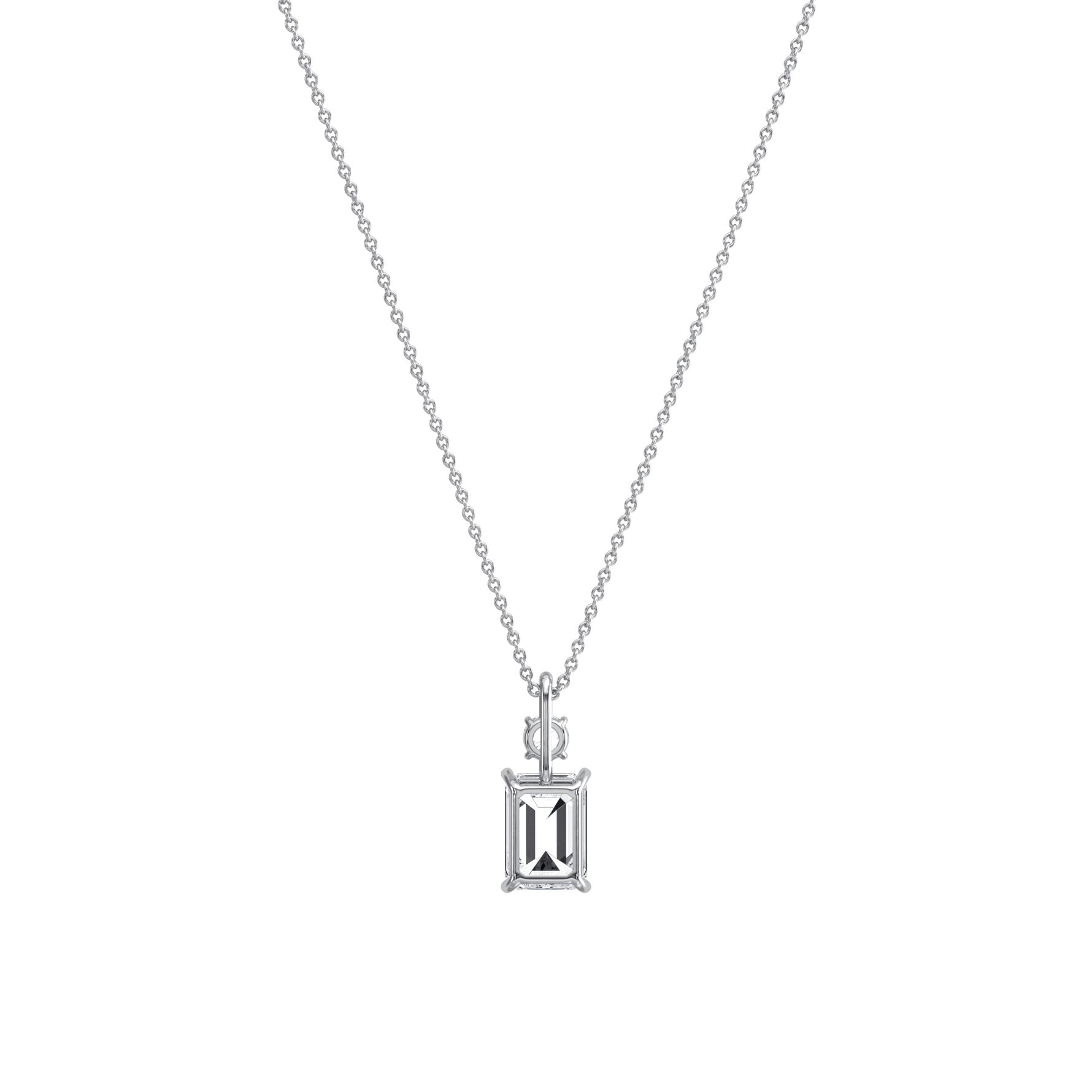 1CT Emerald Cut Lab Diamond Pendant Necklace In 14K Solid Gold/Platinum - Necklaces
