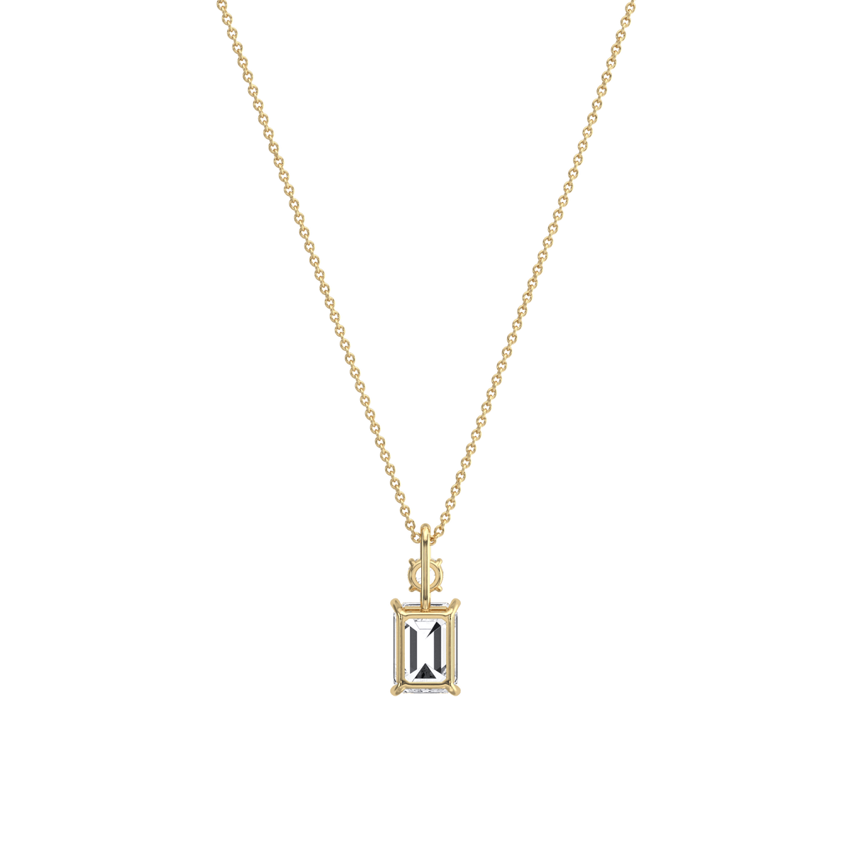 1CT Emerald Cut Lab Diamond Pendant Necklace In 14K Solid Gold/Platinum - Necklaces