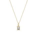 1CT Emerald Cut Lab Diamond Pendant Necklace In 14K Solid Gold/Platinum - Necklaces