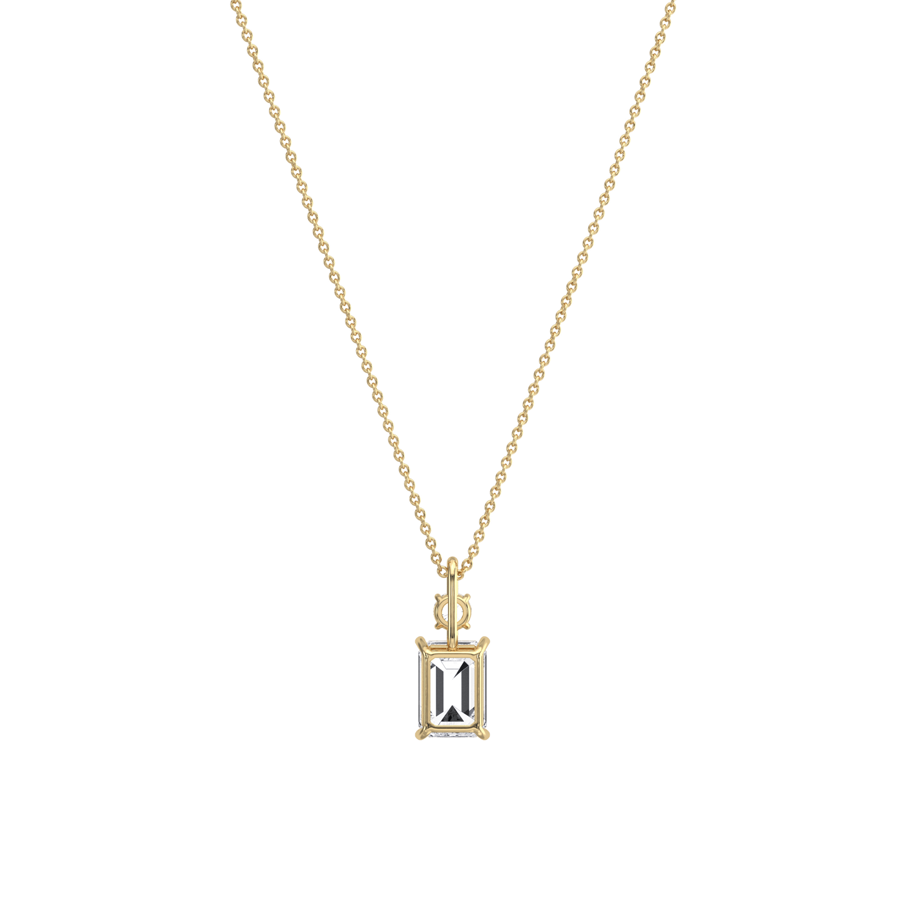 1CT Emerald Cut Lab Diamond Pendant Necklace In 14K Solid Gold/Platinum - Necklaces