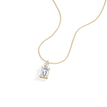 1CT Emerald Cut Lab Diamond Pendant Necklace In 14K Solid Gold/Platinum - Necklaces