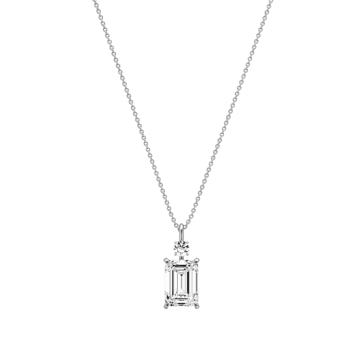 2CT Emerald Cut Lab Diamond Pendant Necklace In 14K Solid Gold/Platinum - Necklaces