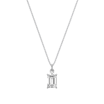 2CT Emerald Cut Lab Diamond Pendant Necklace In 14K Solid Gold/Platinum - Necklaces