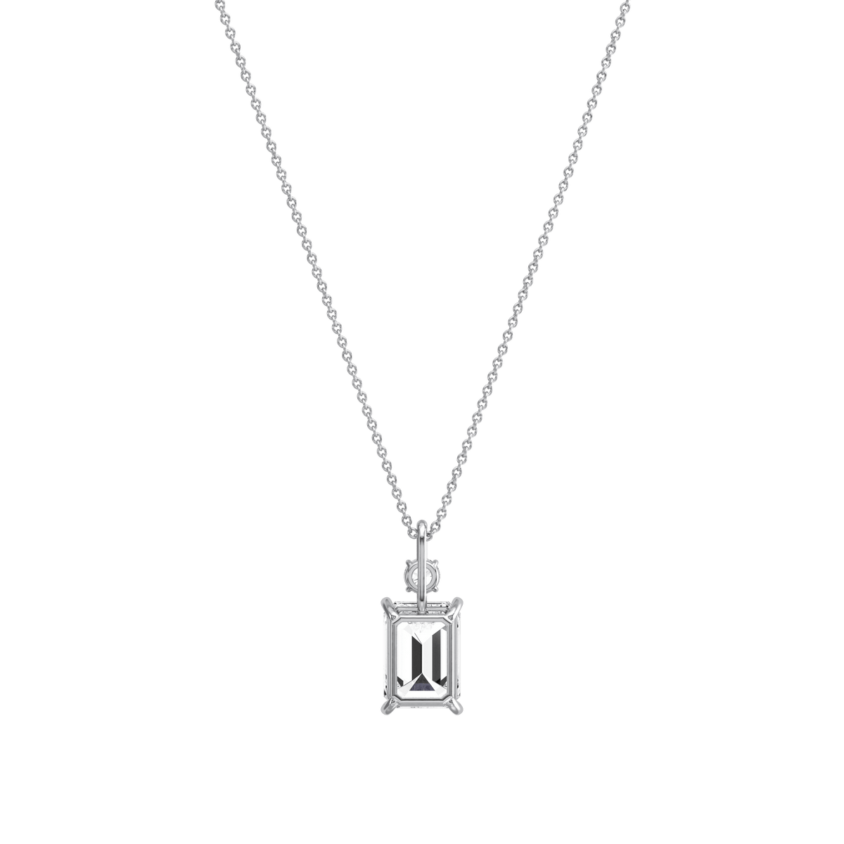 2CT Emerald Cut Lab Diamond Pendant Necklace In 14K Solid Gold/Platinum - Necklaces