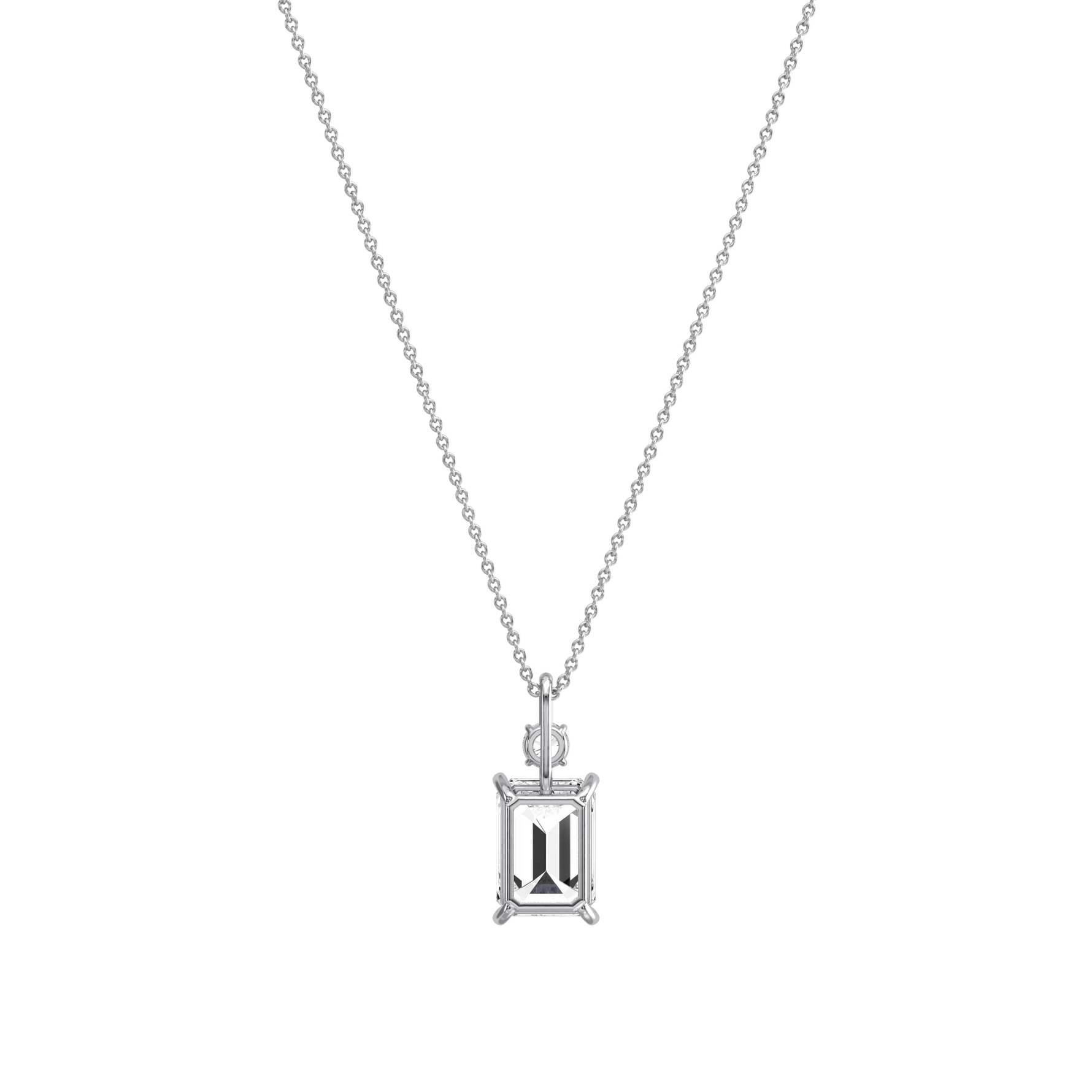 2CT Emerald Cut Lab Diamond Pendant Necklace In 14K Solid Gold/Platinum - Necklaces