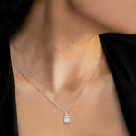 2CT Emerald Cut Lab Diamond Pendant Necklace In 14K Solid Gold/Platinum - Necklaces