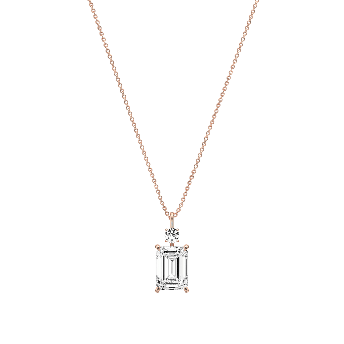 2CT Emerald Cut Lab Diamond Pendant Necklace In 14K Solid Gold/Platinum - Necklaces