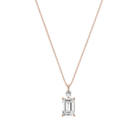 2CT Emerald Cut Lab Diamond Pendant Necklace In 14K Solid Gold/Platinum - Necklaces