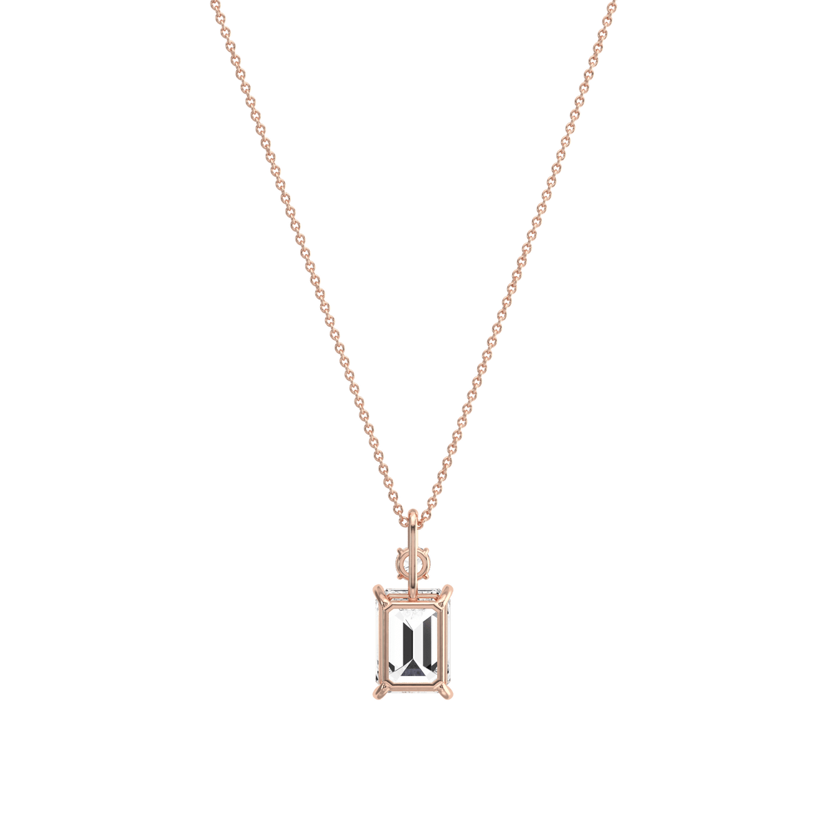 2CT Emerald Cut Lab Diamond Pendant Necklace In 14K Solid Gold/Platinum - Necklaces