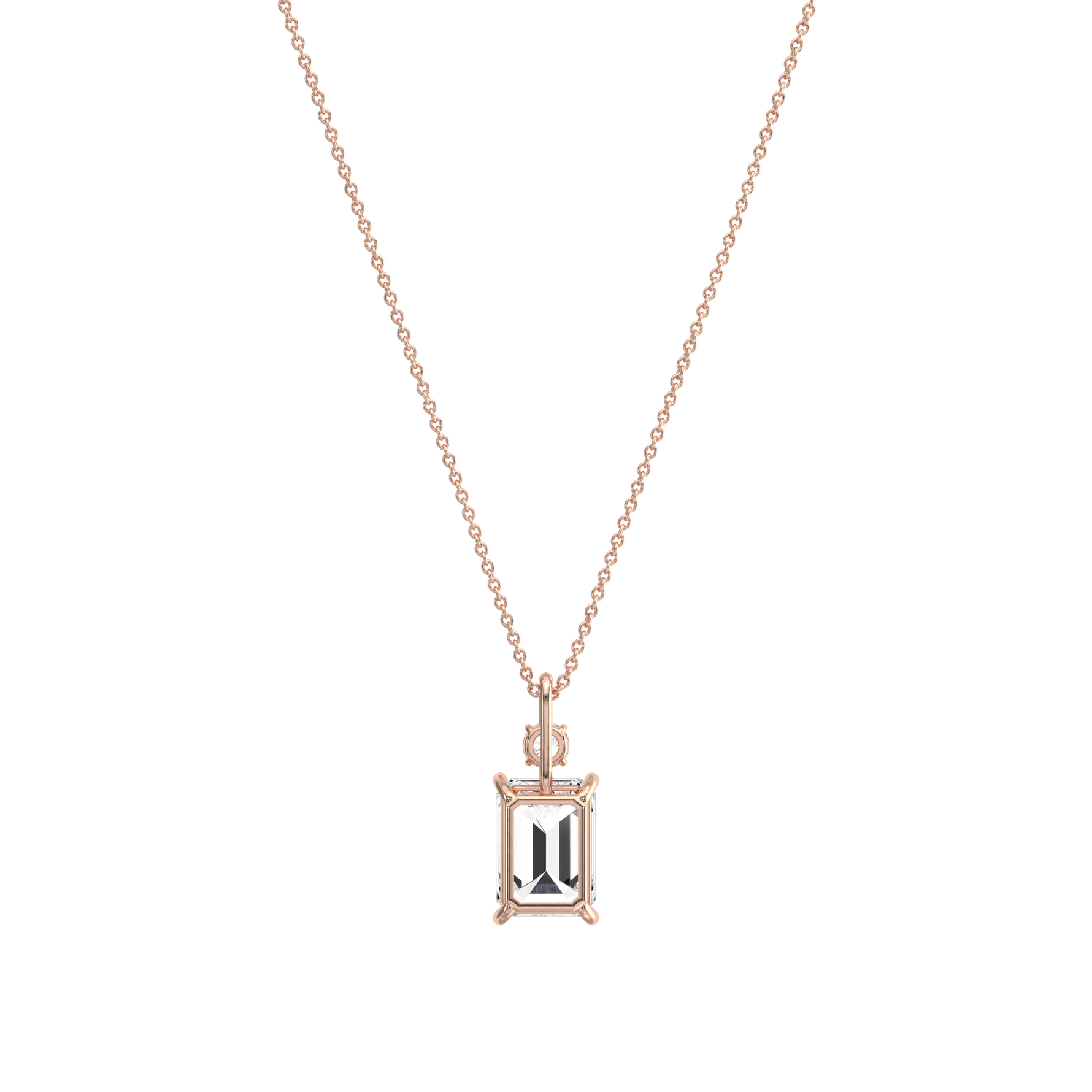 2CT Emerald Cut Lab Diamond Pendant Necklace In 14K Solid Gold/Platinum - Necklaces