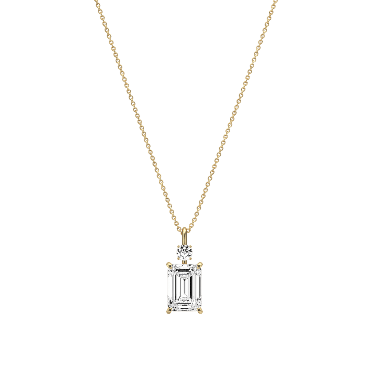 2CT Emerald Cut Lab Diamond Pendant Necklace In 14K Solid Gold/Platinum - Necklaces