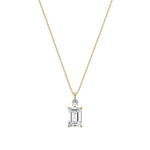 2CT Emerald Cut Lab Diamond Pendant Necklace In 14K Solid Gold/Platinum - Necklaces