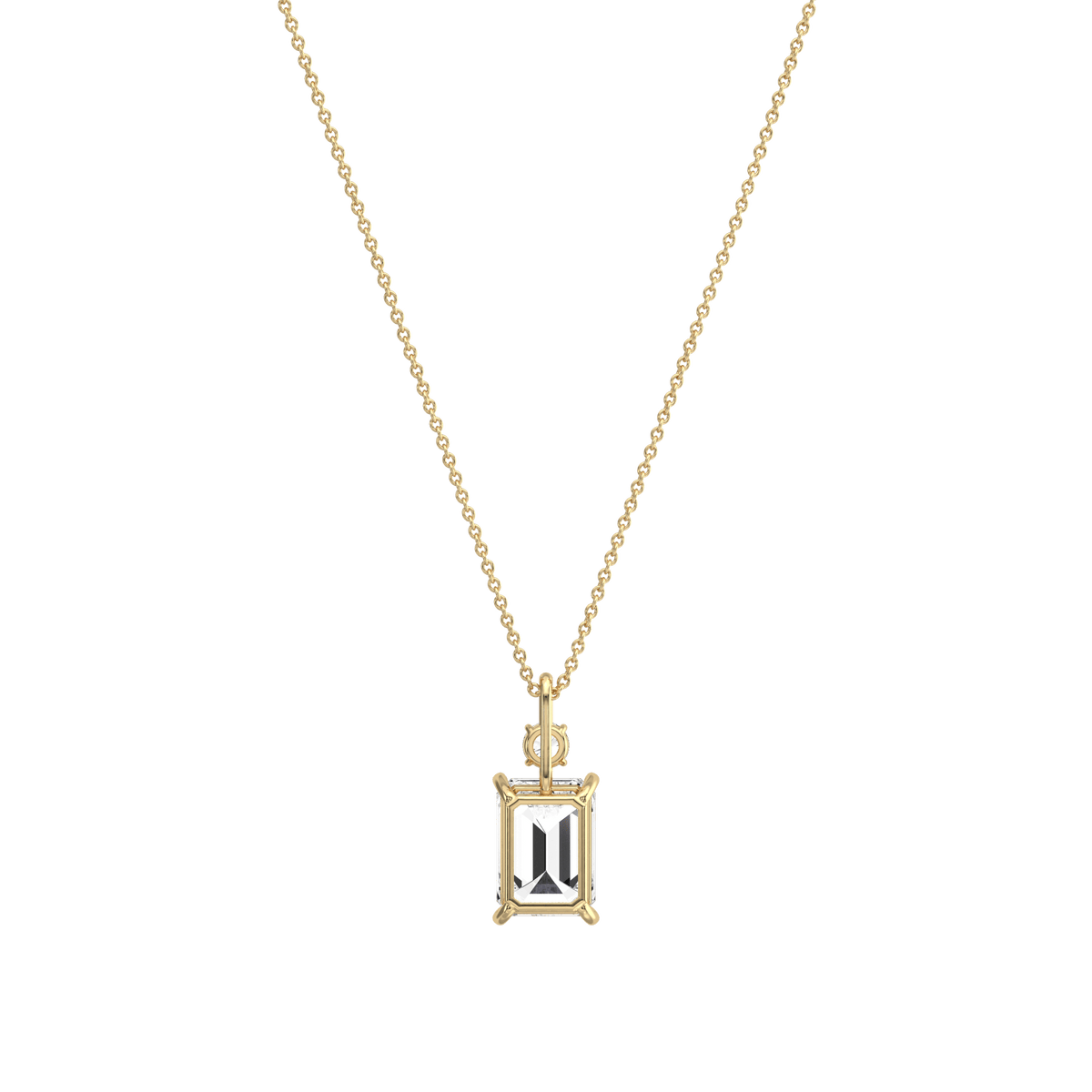 2CT Emerald Cut Lab Diamond Pendant Necklace In 14K Solid Gold/Platinum - Necklaces