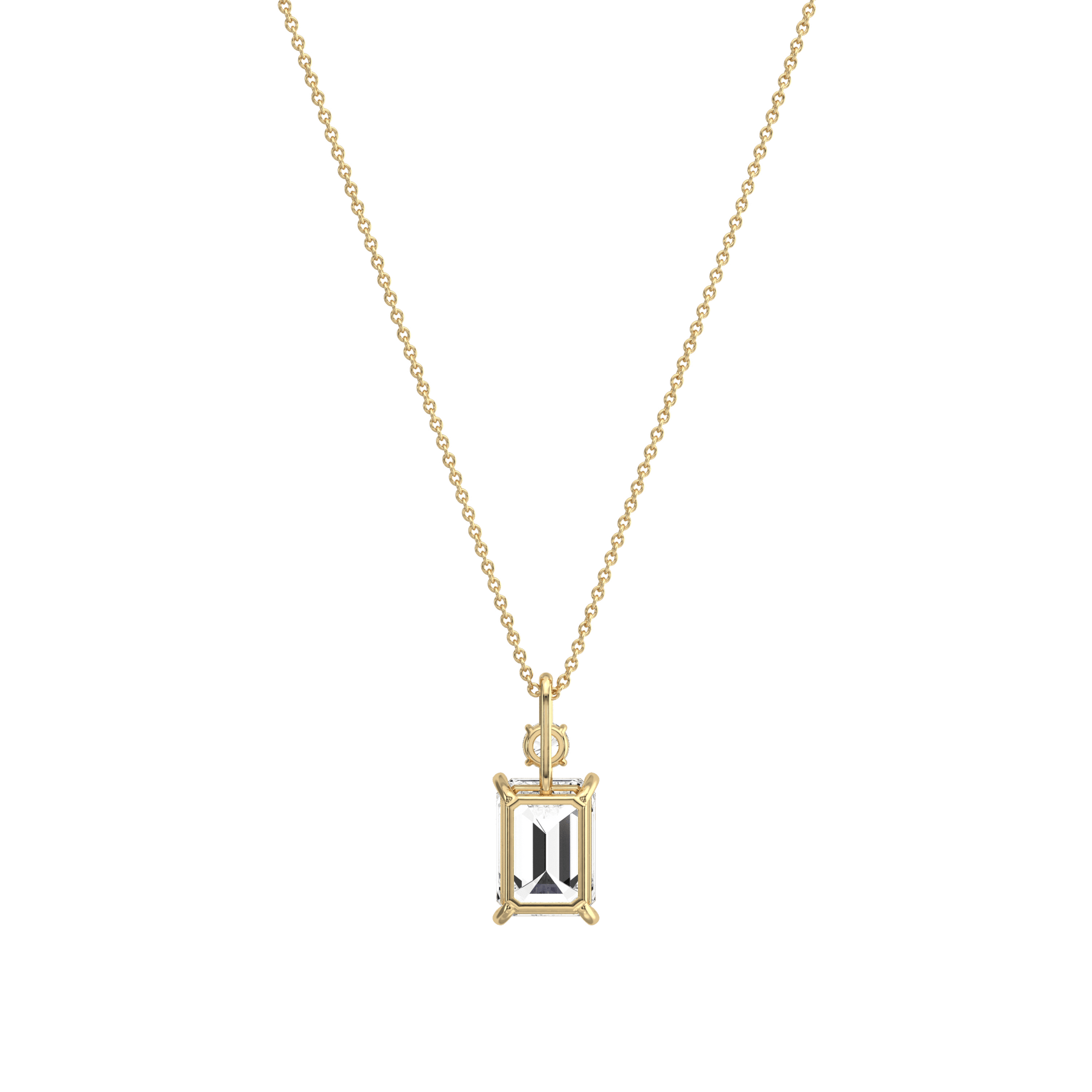 2CT Emerald Cut Lab Diamond Pendant Necklace In 14K Solid Gold/Platinum - Necklaces