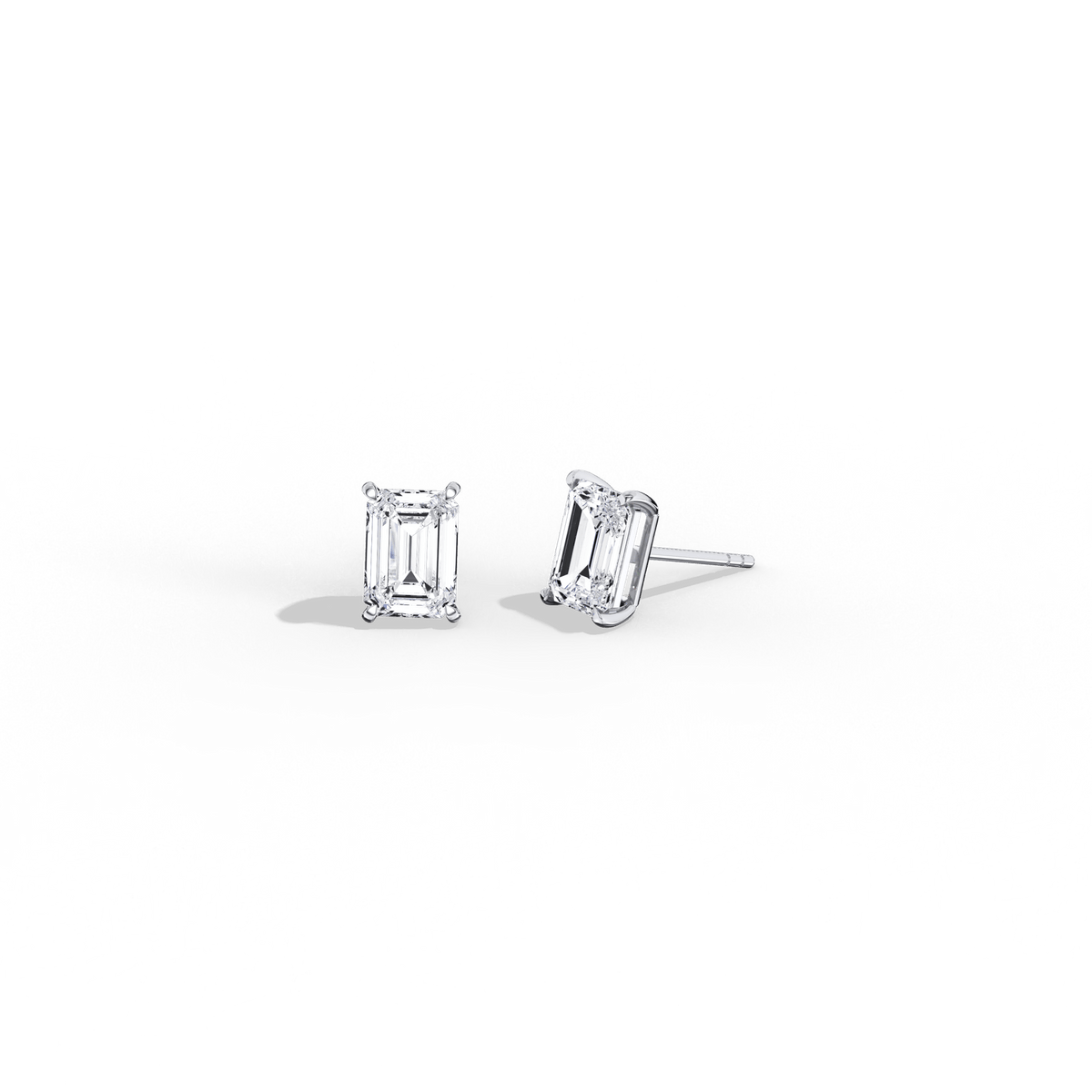 2CTW Claw Prong Emerald Lab Grown Diamond IGI Stud Earring - Earrings