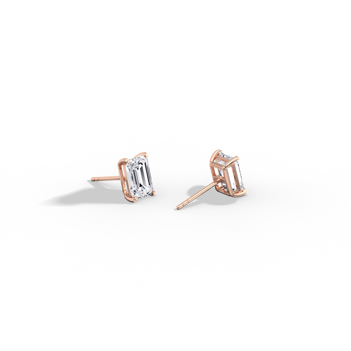 2CTW Claw Prong Emerald Lab Grown Diamond IGI Stud Earring - Earrings