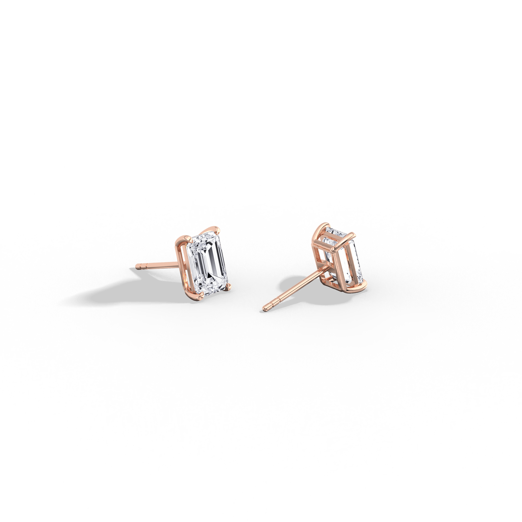 2CTW Claw Prong Emerald Lab Grown Diamond IGI Stud Earring - Earrings