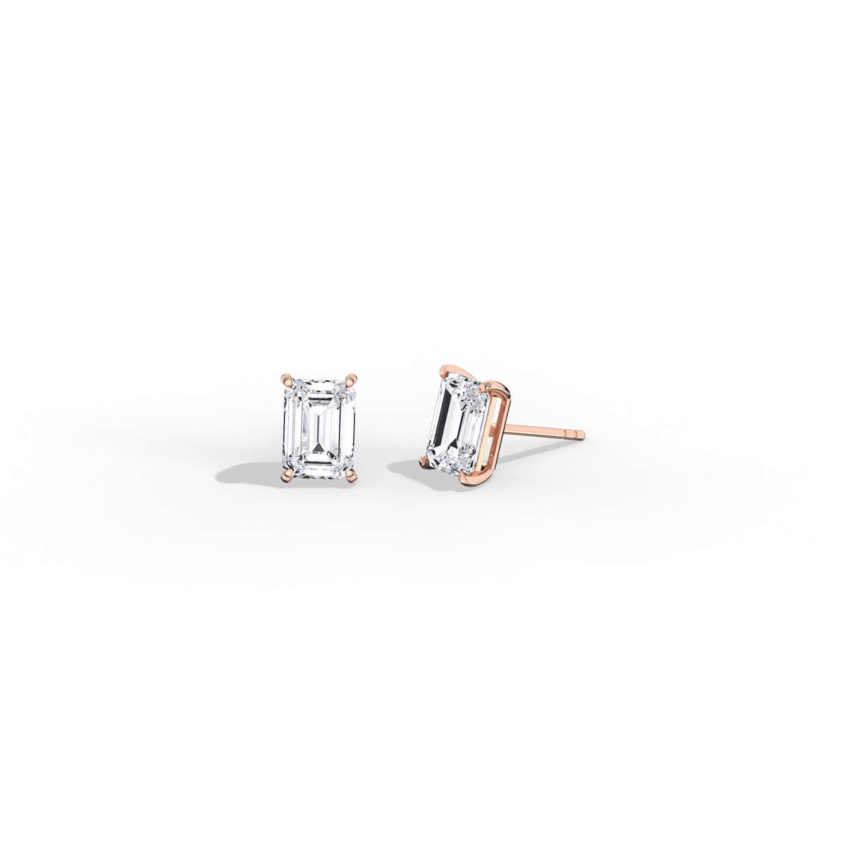 2CTW Claw Prong Emerald Lab Grown Diamond IGI Stud Earring - Earrings