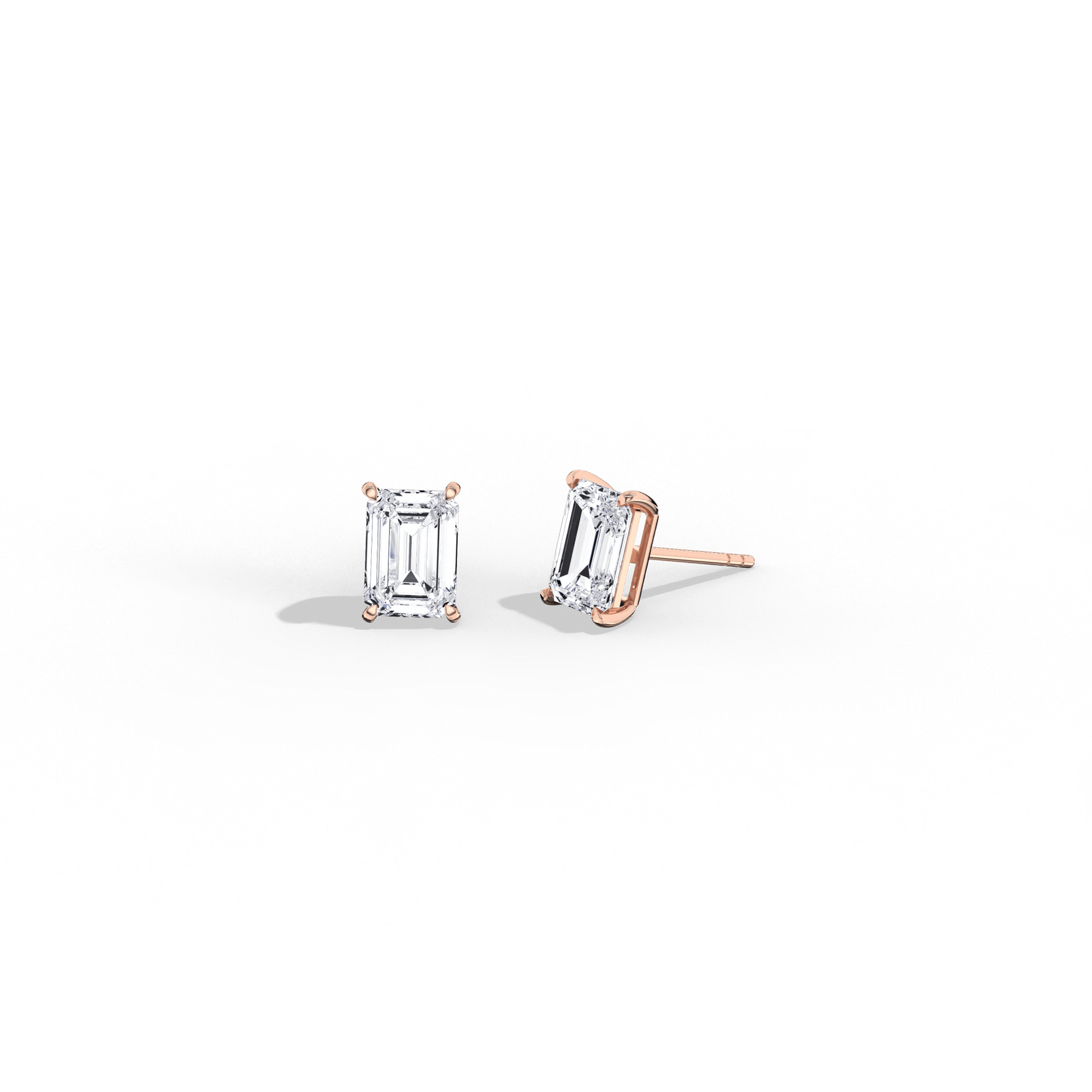 2CTW Claw Prong Emerald Lab Grown Diamond IGI Stud Earring - Earrings