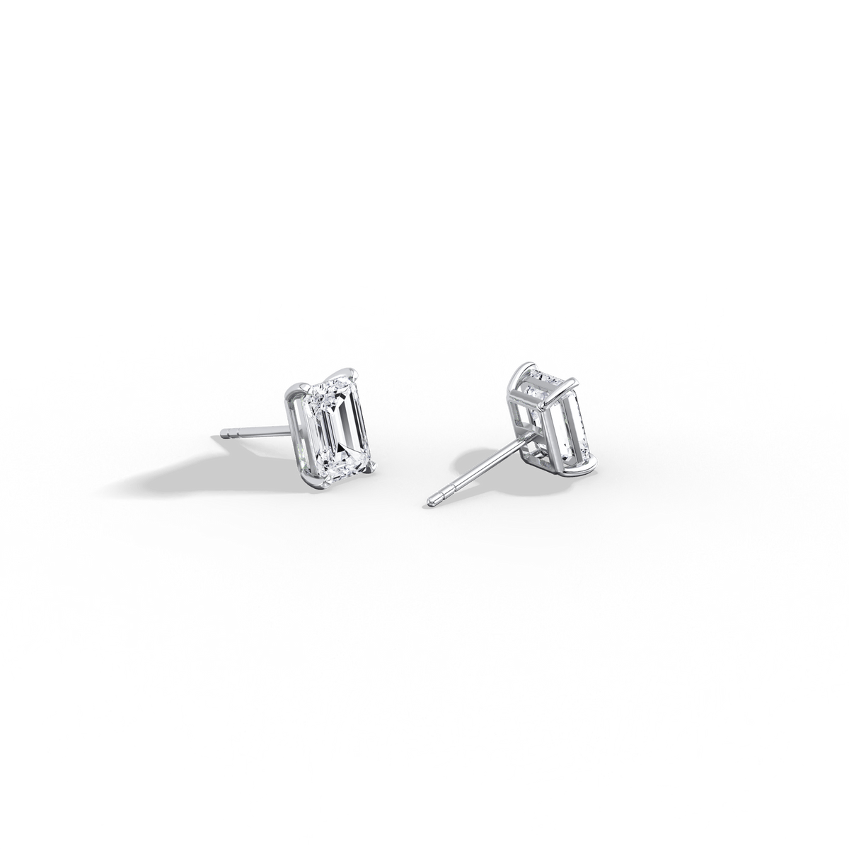 2CTW Claw Prong Emerald Lab Grown Diamond IGI Stud Earring - Earrings