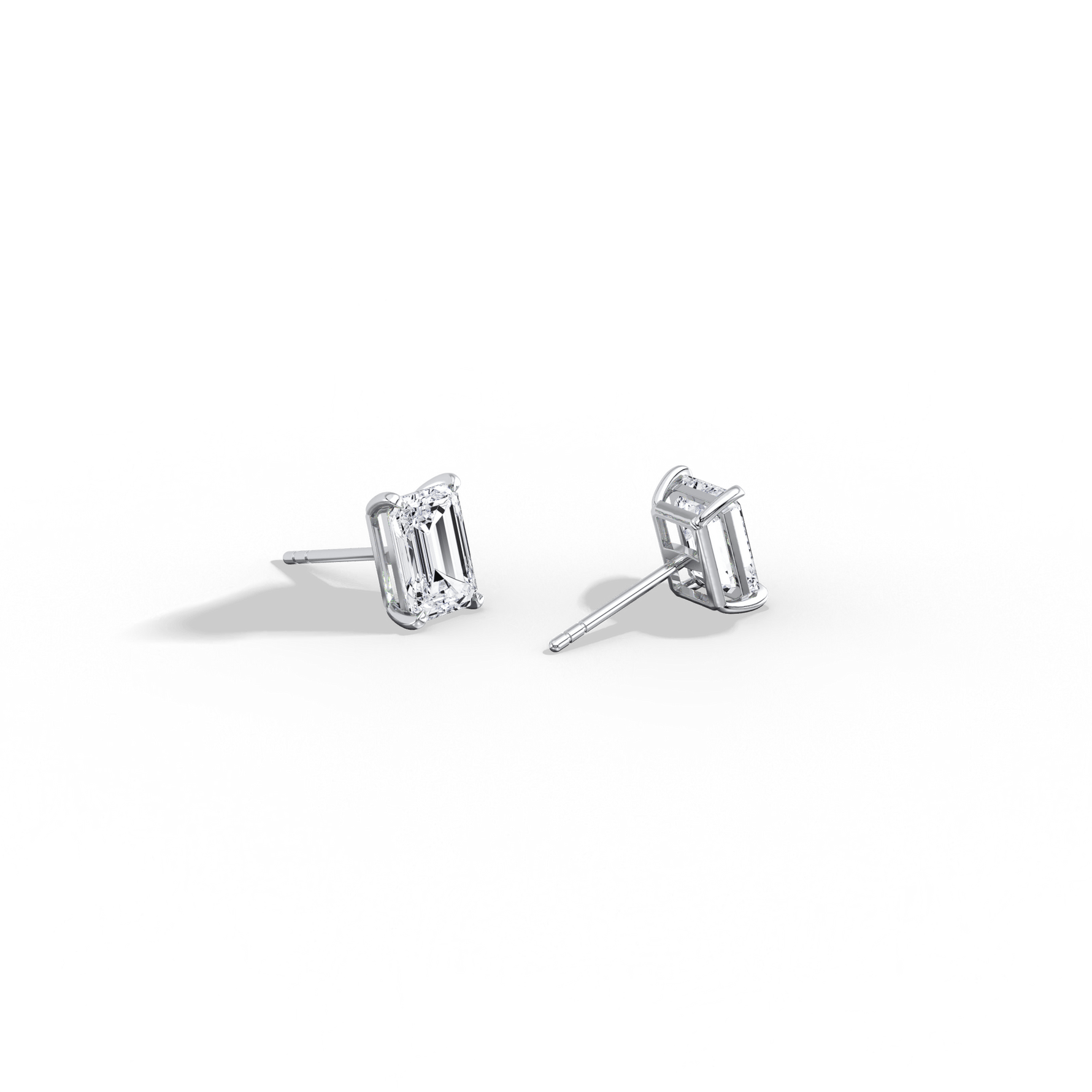 2CTW Claw Prong Emerald Lab Grown Diamond IGI Stud Earring - Earrings