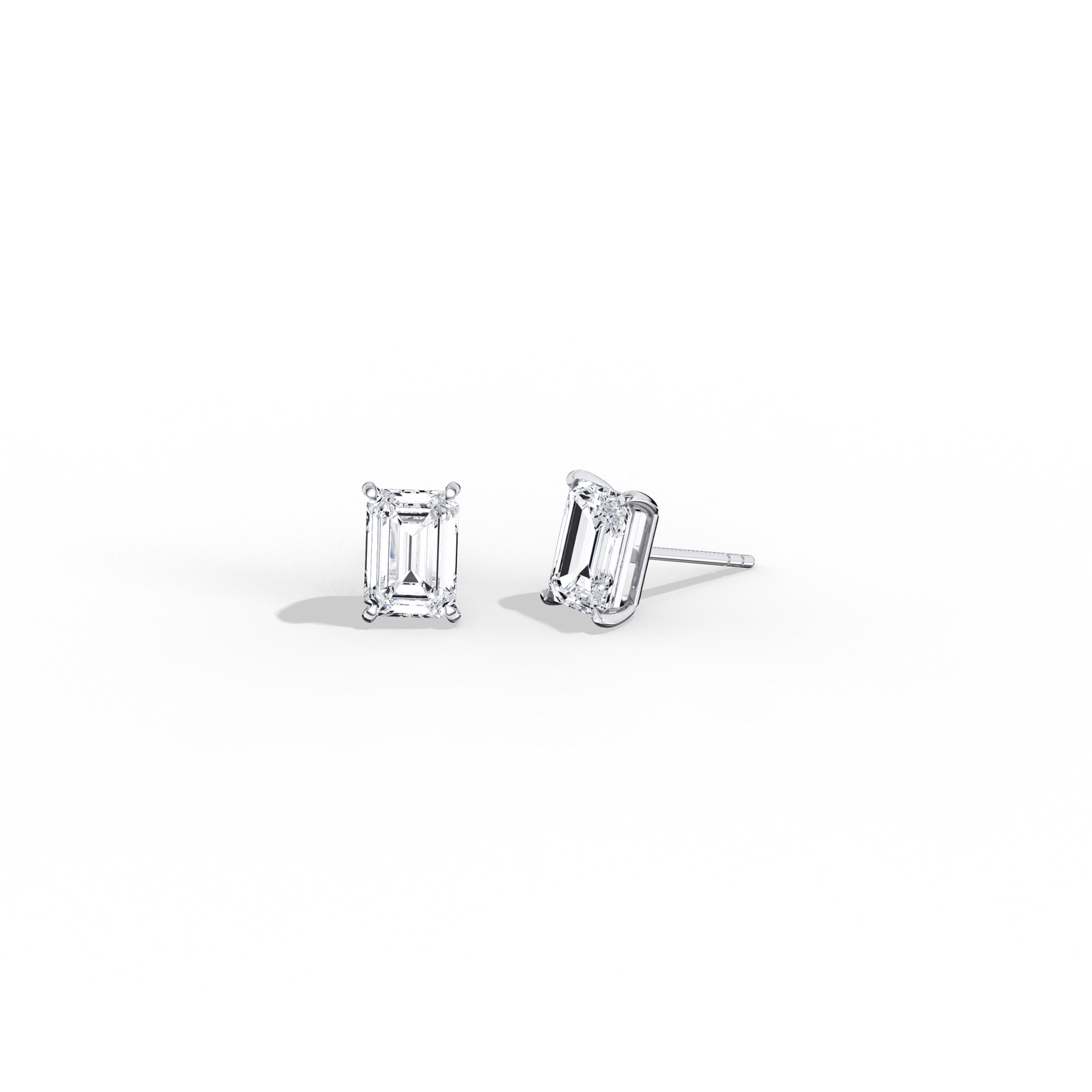 2CTW Claw Prong Emerald Lab Grown Diamond IGI Stud Earring - Earrings