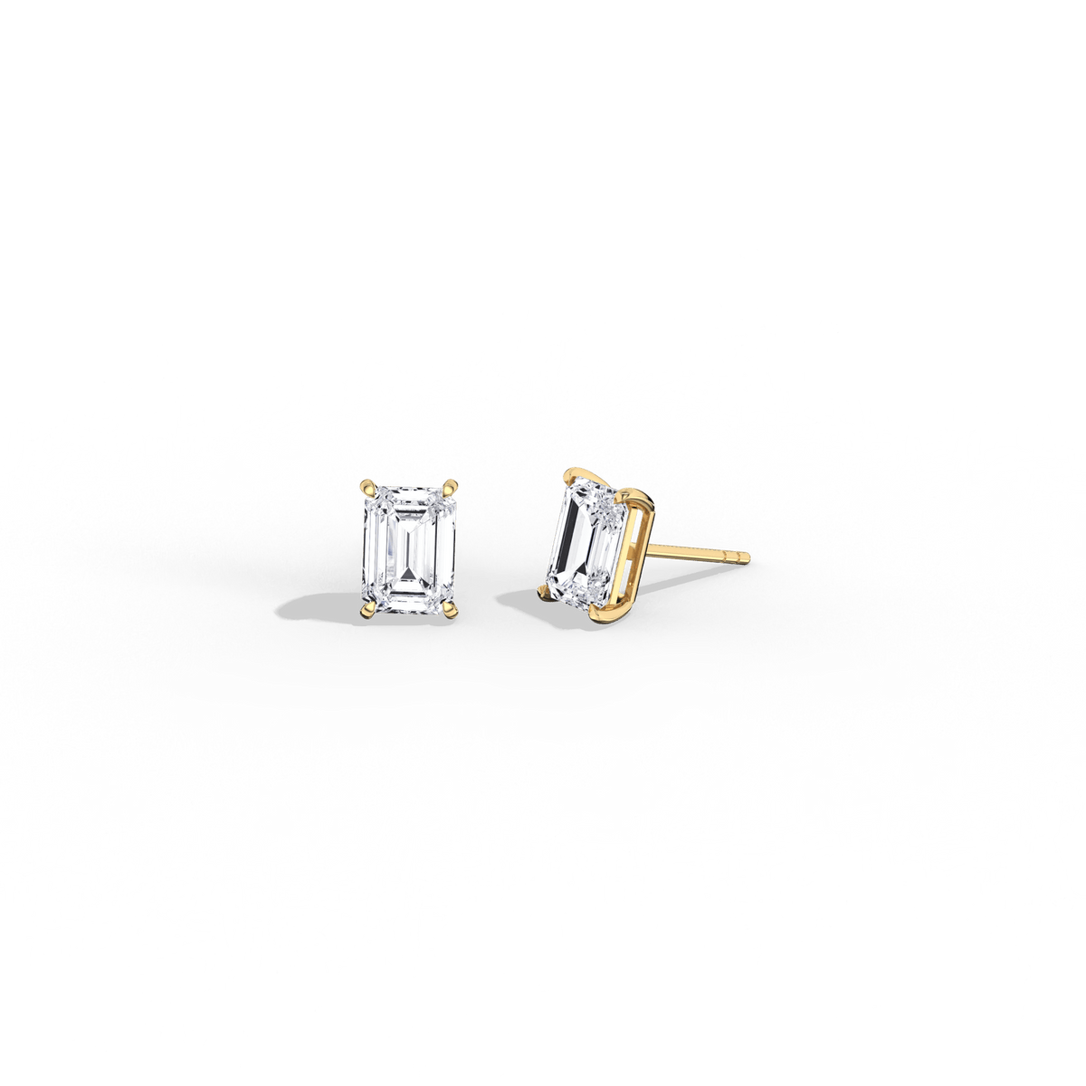 2CTW Claw Prong Emerald Lab Grown Diamond IGI Stud Earring - Earrings