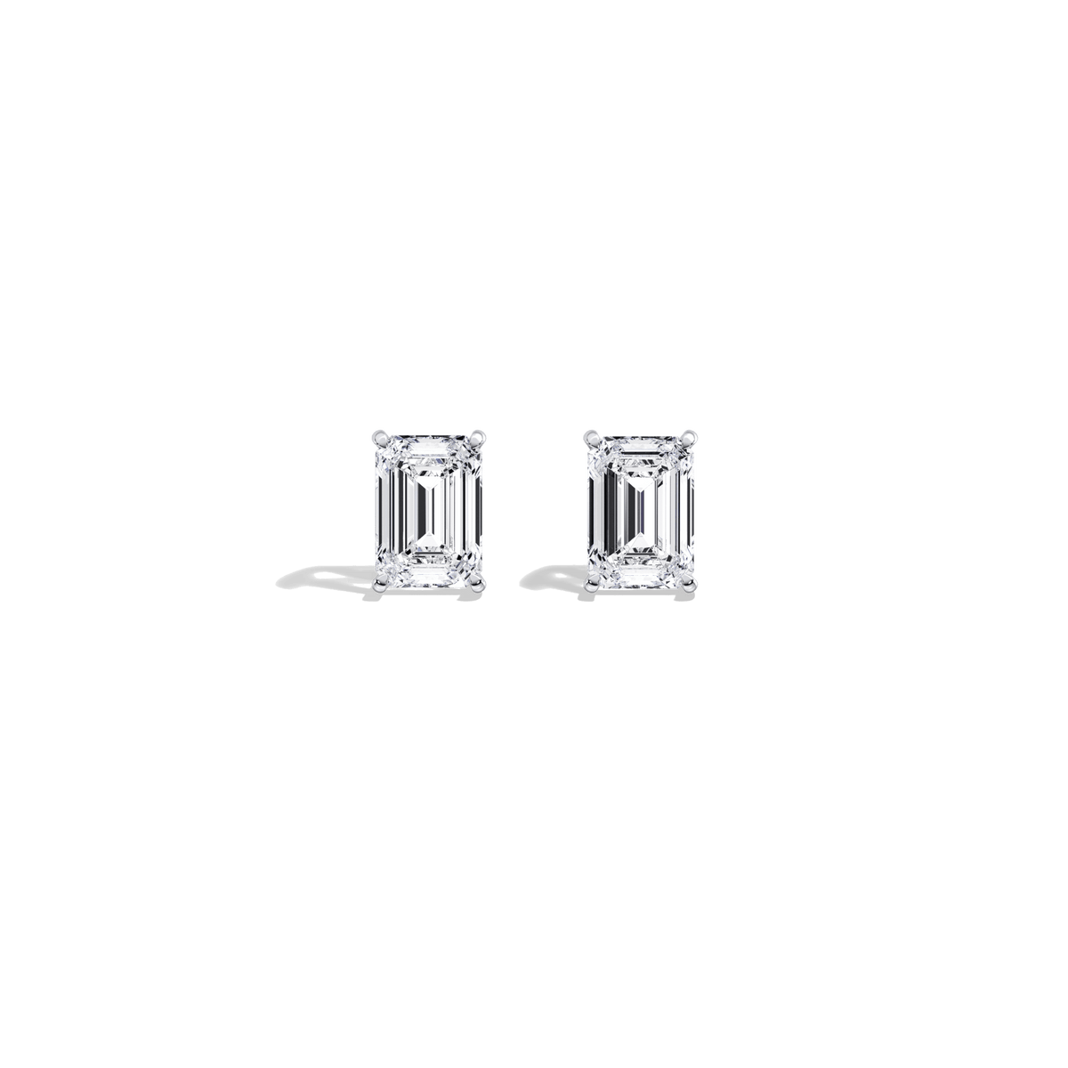4CTW Claw Prong Emerald Lab Grown Diamond IGI Stud Earring - Earrings