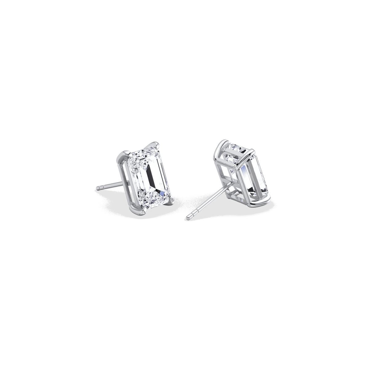 6CTW Claw Prong Emerald Lab Grown Diamond Solitaire Stud Earrings - Earrings