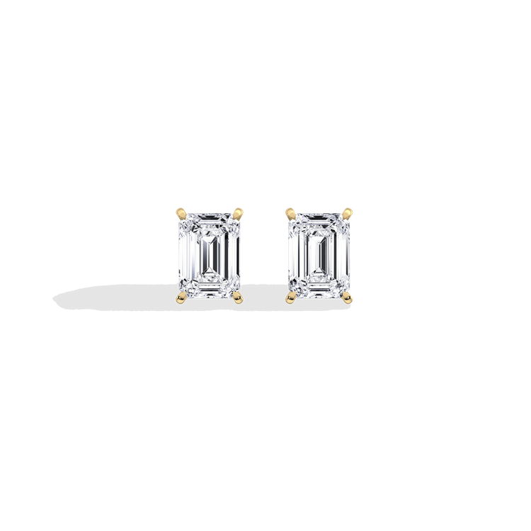 6CTW Claw Prong Emerald Lab Grown Diamond Solitaire Stud Earrings - Earrings