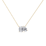 6CTW Emerald and Pear Cut Lab Diamond Toi et Moi Necklace - 