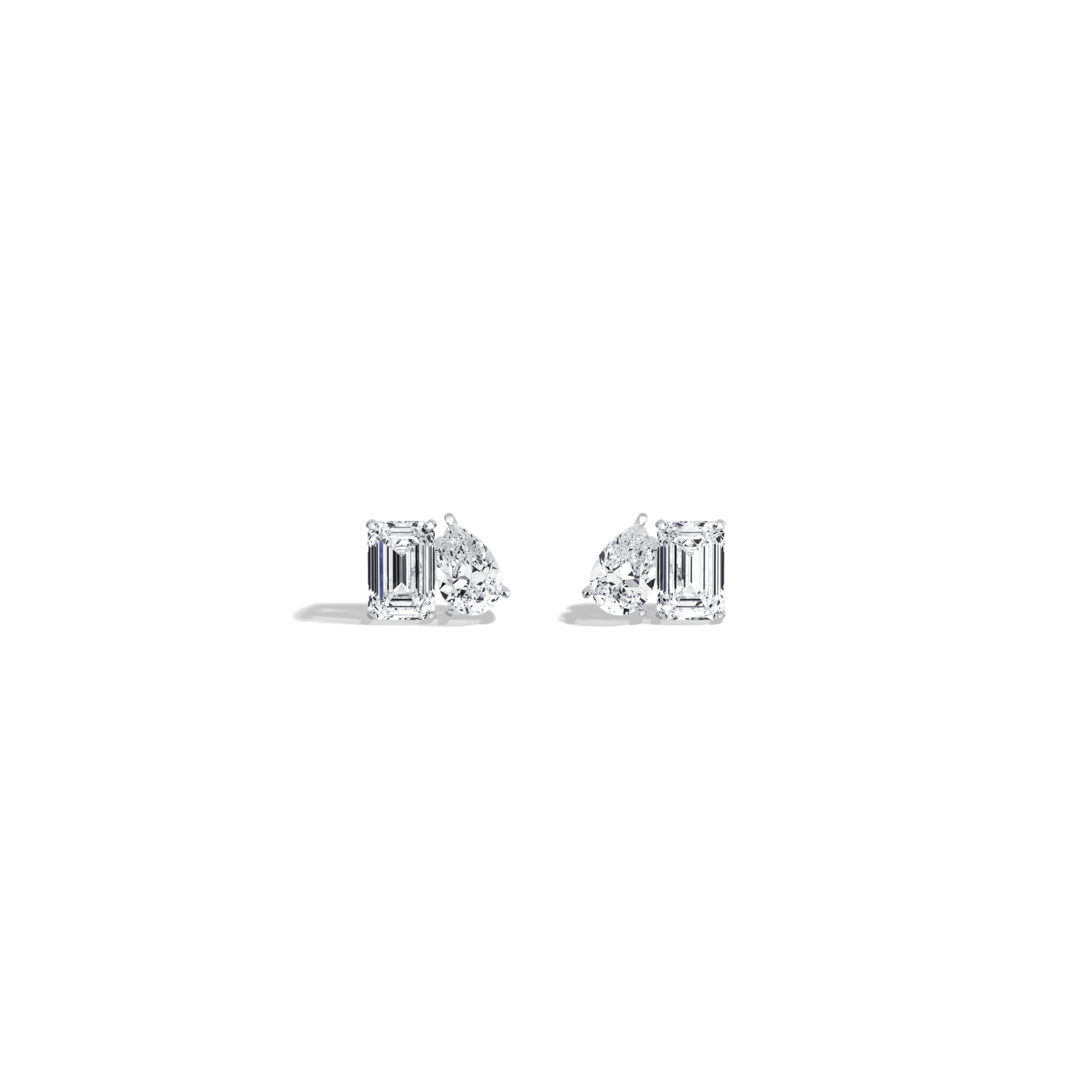 2.6CTW Lab Diamond Toi Et Moi Stud Earring in 14K Solid Gold/Platinum - Earrings