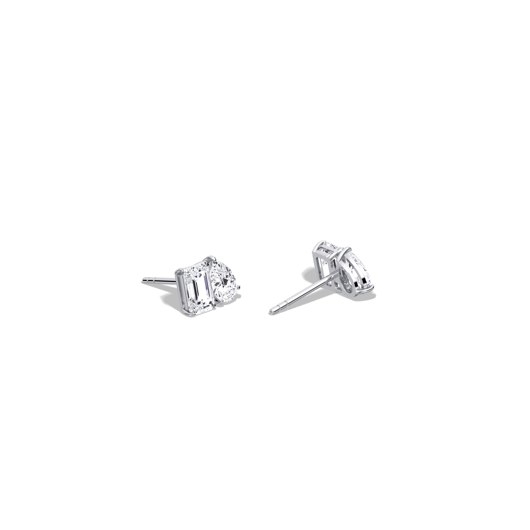 2.6CTW Lab Diamond Toi Et Moi Stud Earring in 14K Solid Gold/Platinum - Earrings