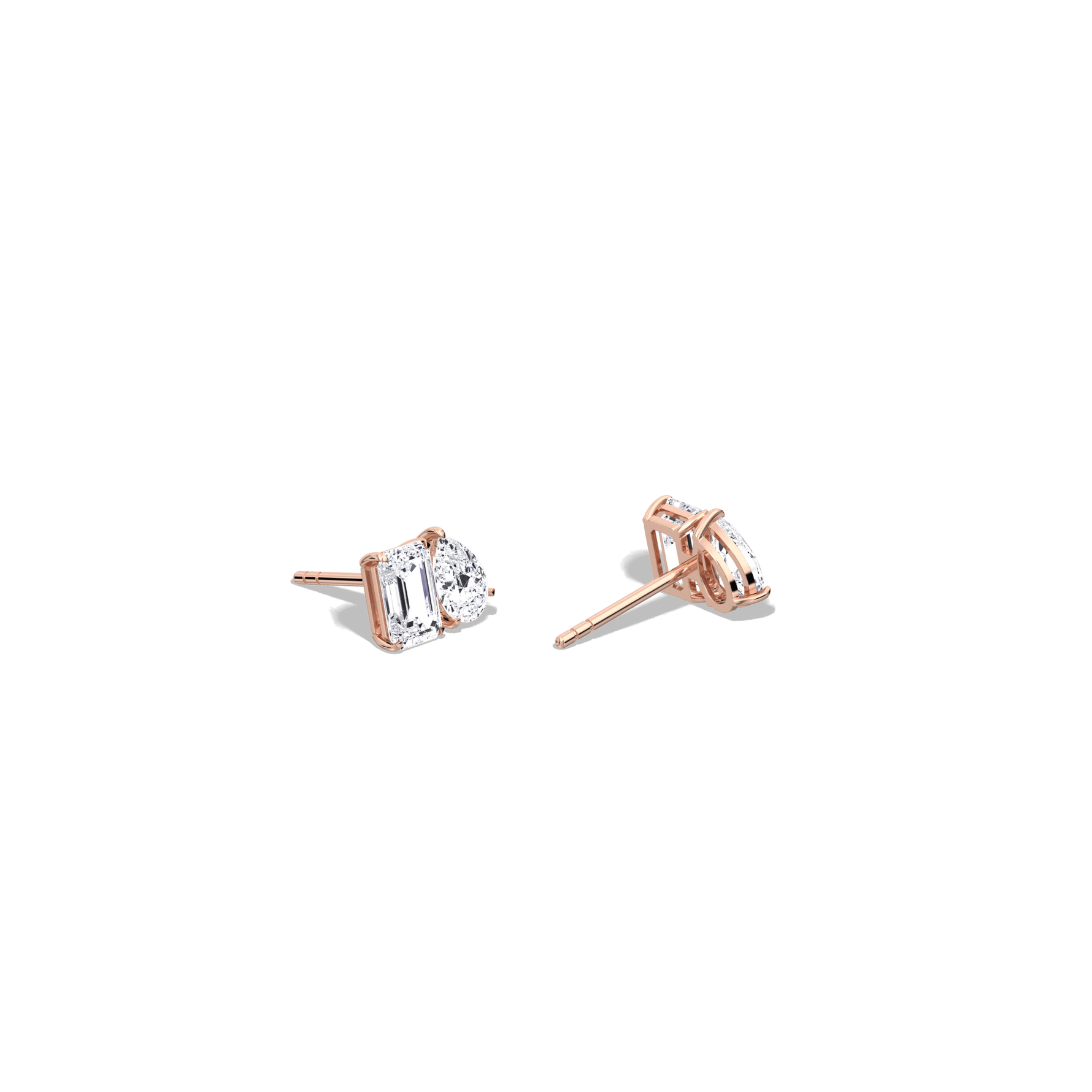 2.6CTW Lab Diamond Toi Et Moi Stud Earring in 14K Solid Gold/Platinum - Earrings