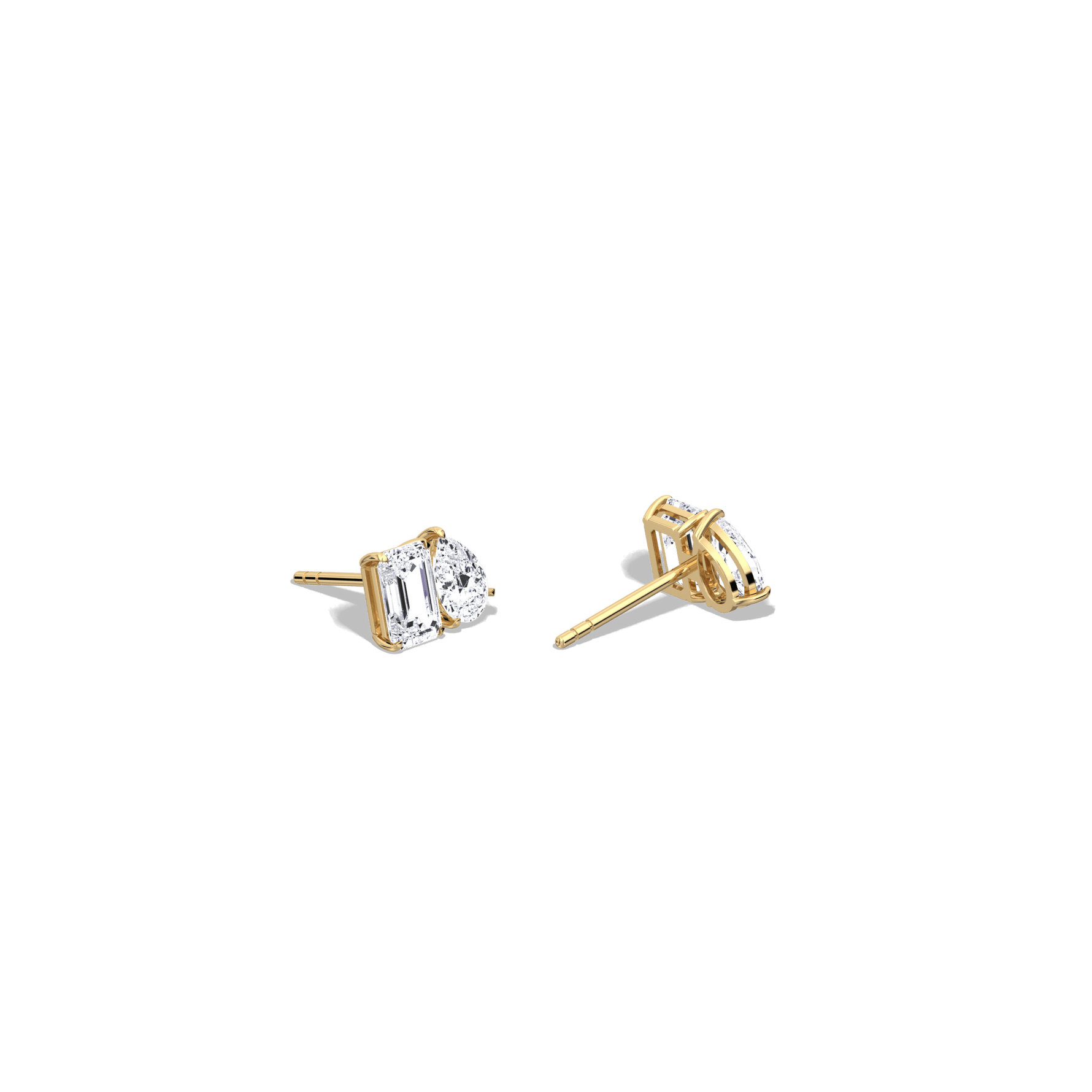 2.6CTW Lab Diamond Toi Et Moi Stud Earring in 14K Solid Gold/Platinum - Earrings