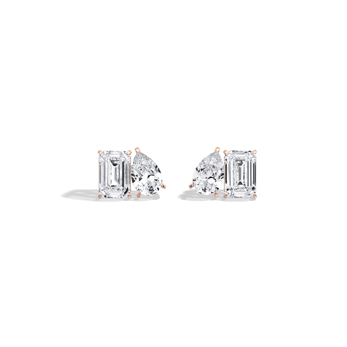 12CTW Lab Diamond Toi Et Moi Stud Earring In 14K Solid Gold/Platinum - 